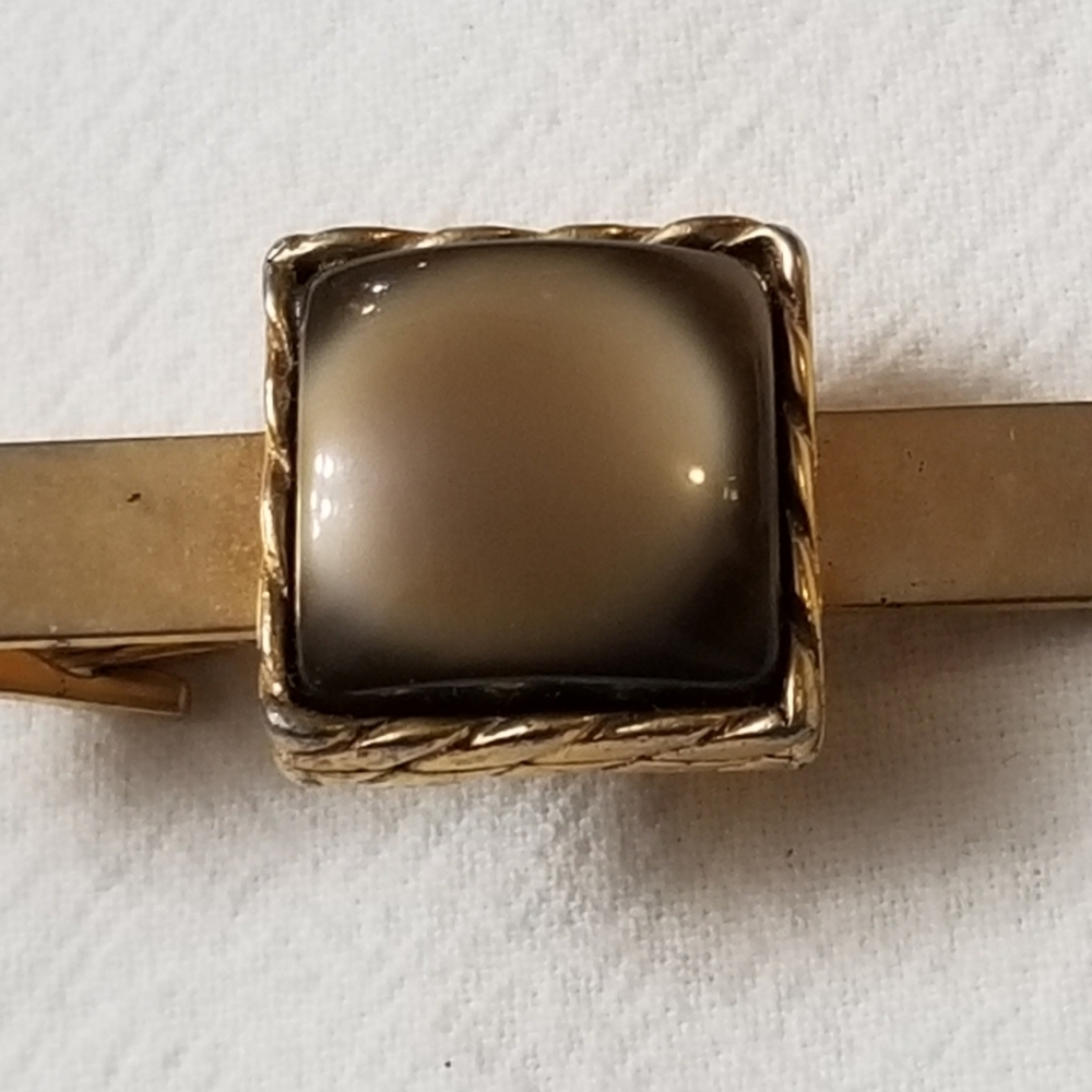 Mens 1950s Moonstone Tie Clip